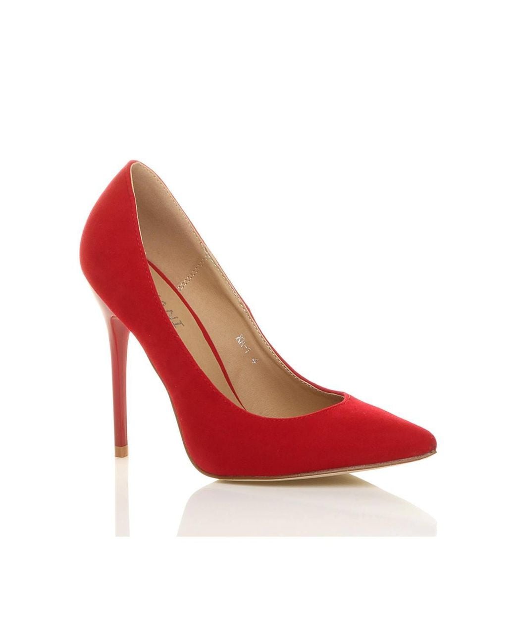 AJVANI Red High Stiletto Heel Pointed Toe Court Shoes