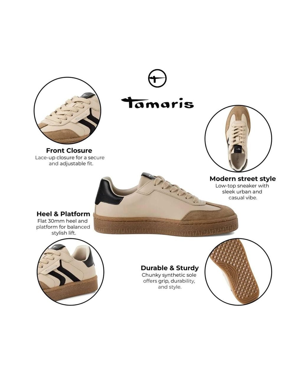 Infinity Leather Brown Tamaris Suede Leather Fashion Lace Up Sneakers