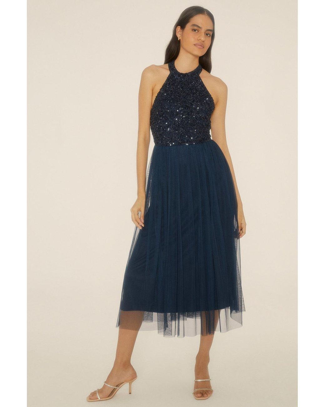Oasis blue sparkle dress sale