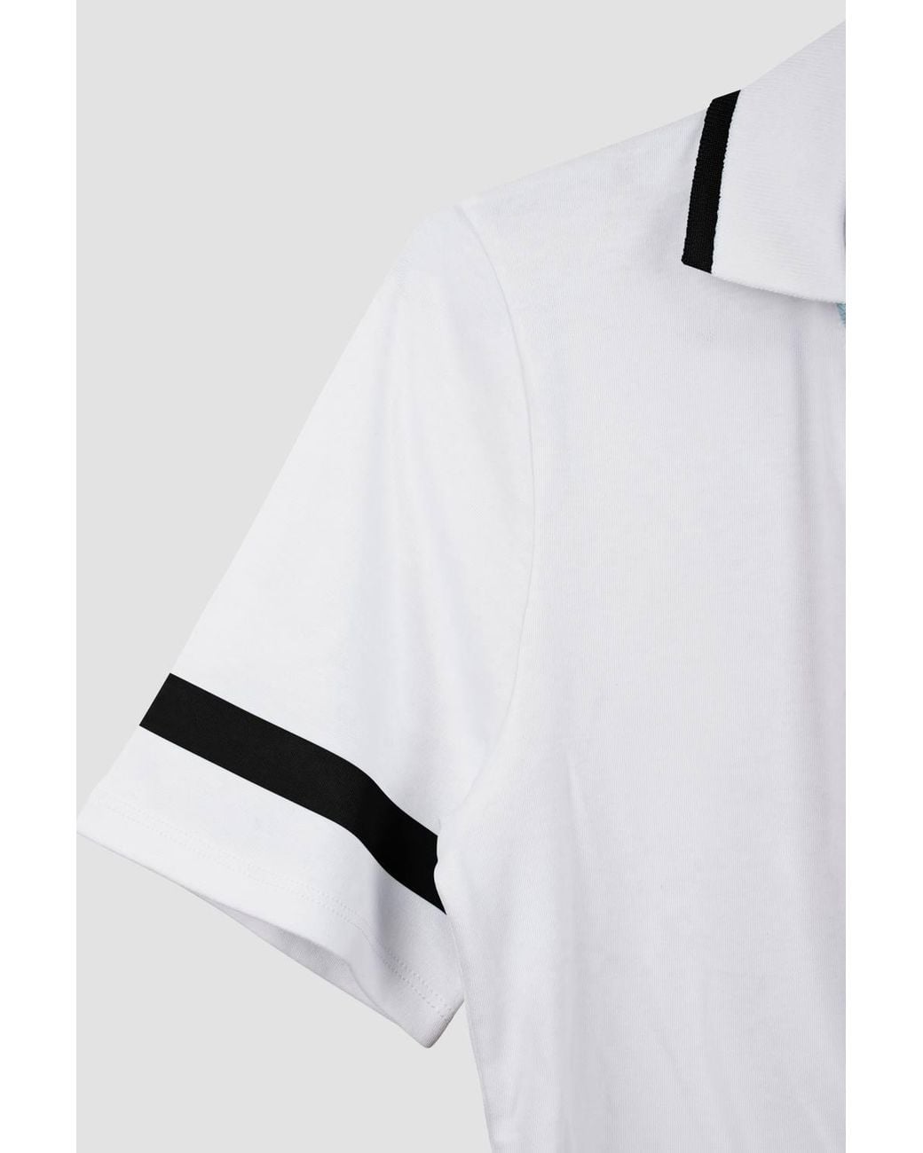 Enorsia White Cornelia Stripe Short Sleeve Polo Shirt