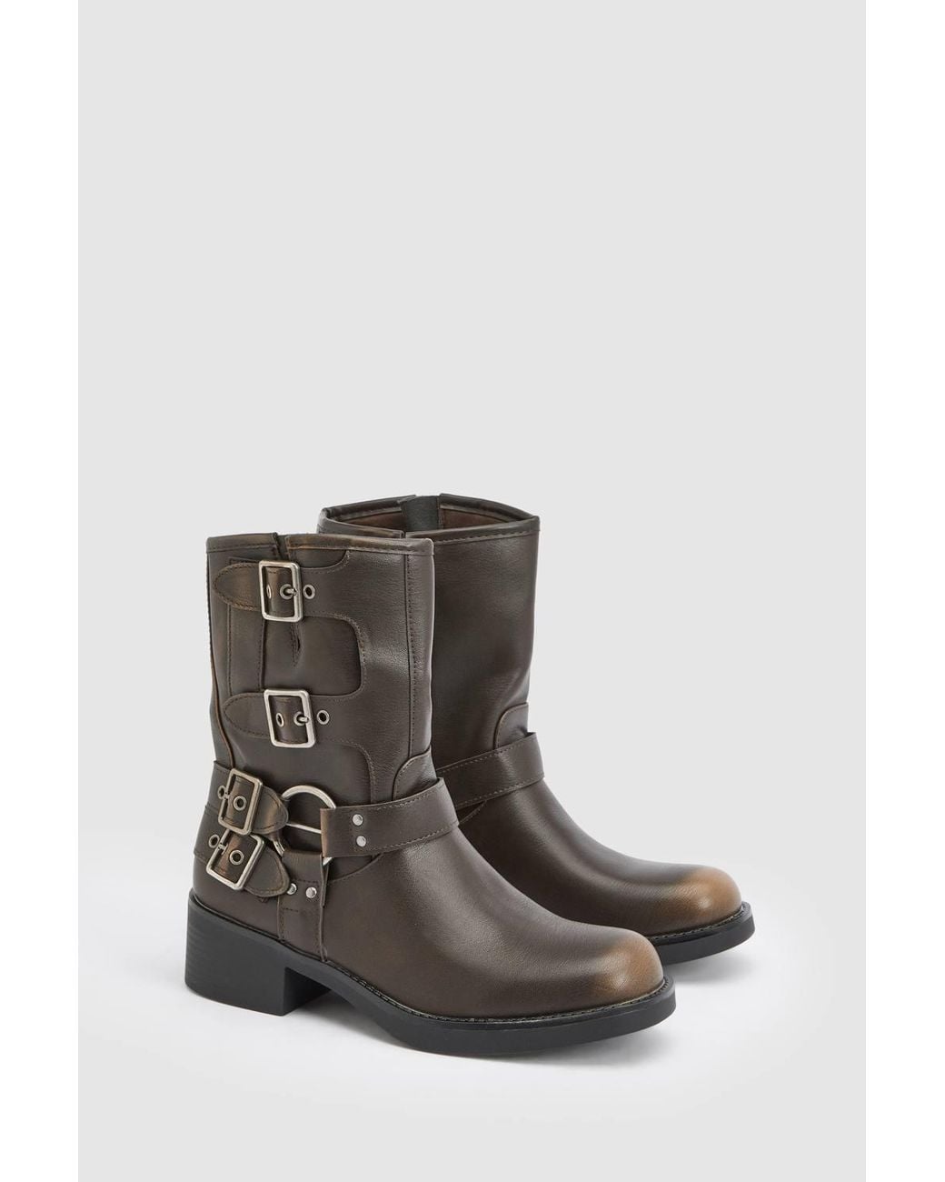 Dorothy Perkins Black Faith: Seline Faux Leather Medium Block Heel Biker Boots