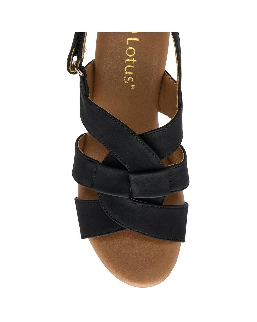 Lotus Black 'Thora' Open-Toe Wedge Sandals
