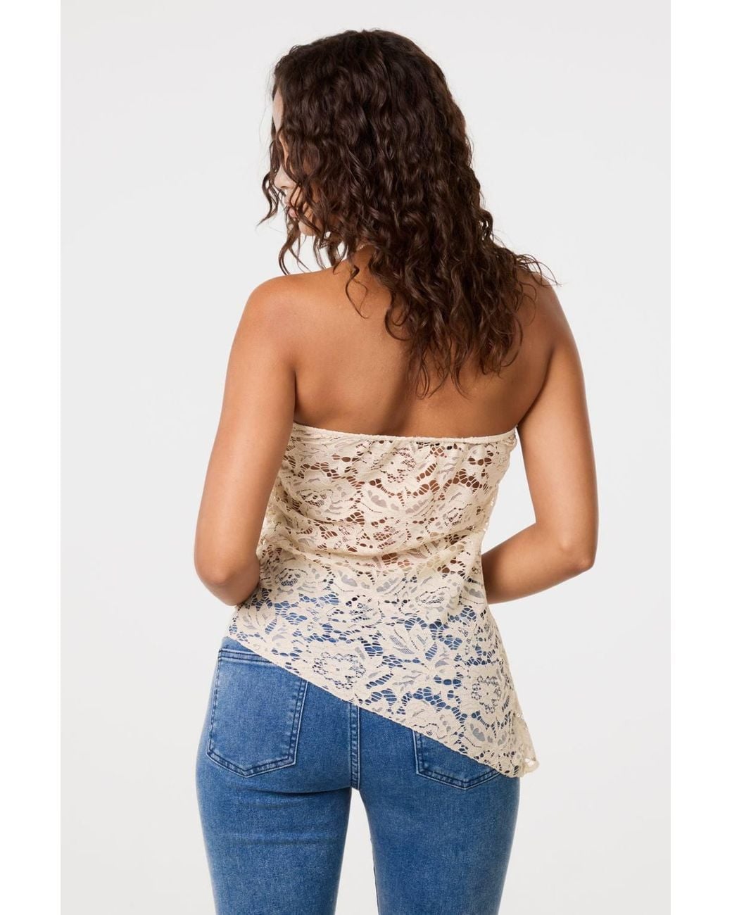 Pink Vanilla Blue Floral Lace Bandeau Top