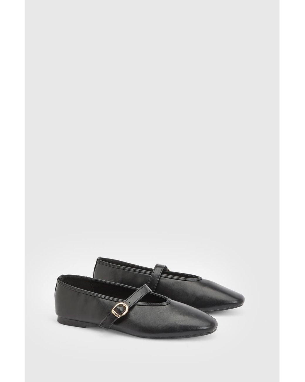 Wallis Black Darcy Faux Leather Mary Jane Ballet Flats