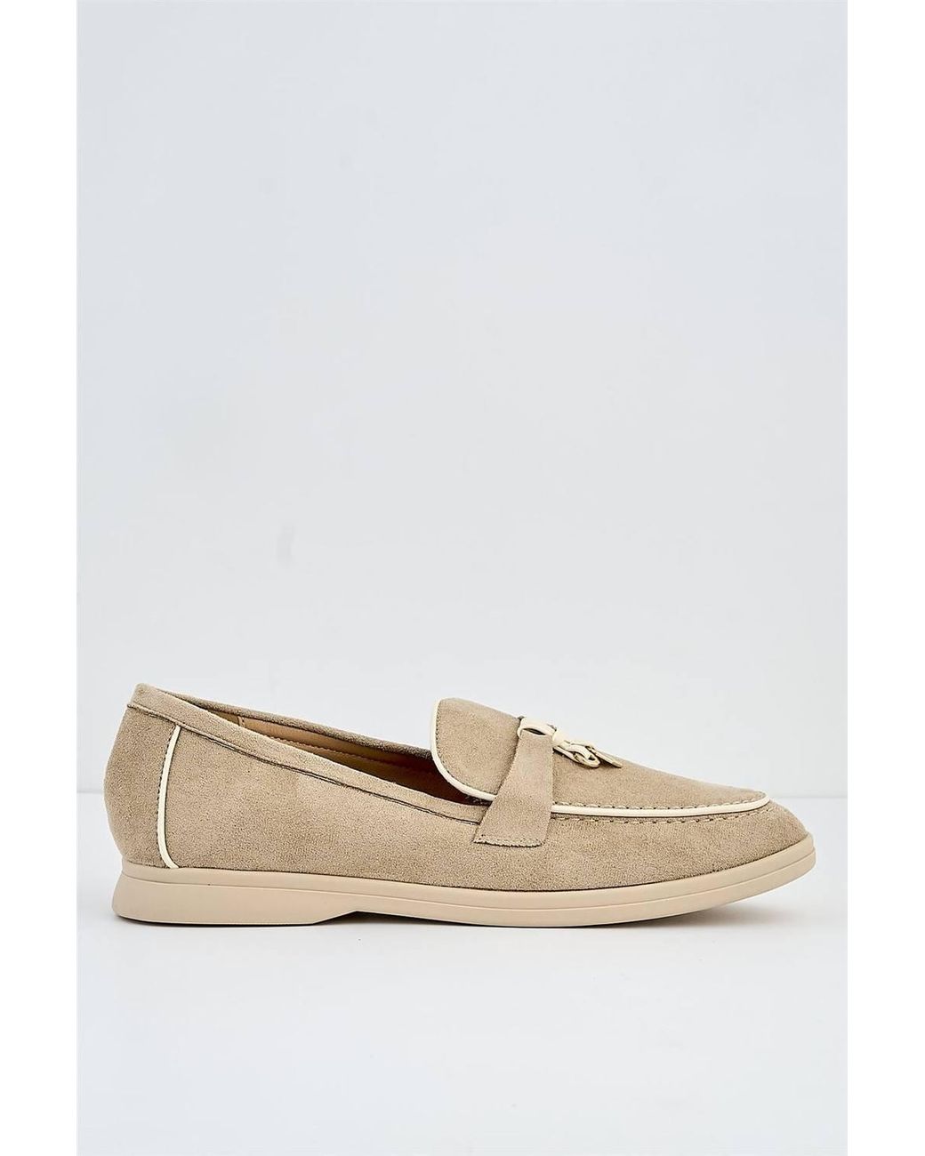 Miss Diva Natural Saskia Detail Flat Slip On Loafers