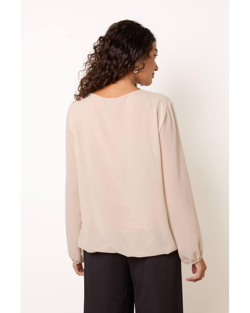 Blue Vanilla Natural Long Sleeve Round Neck Blouse