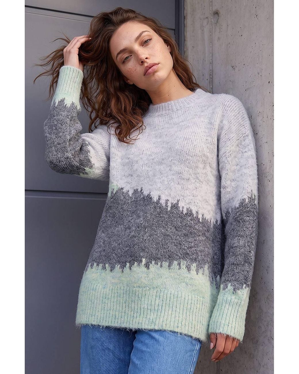Roman Gray Petite Abstract Knit Jumper