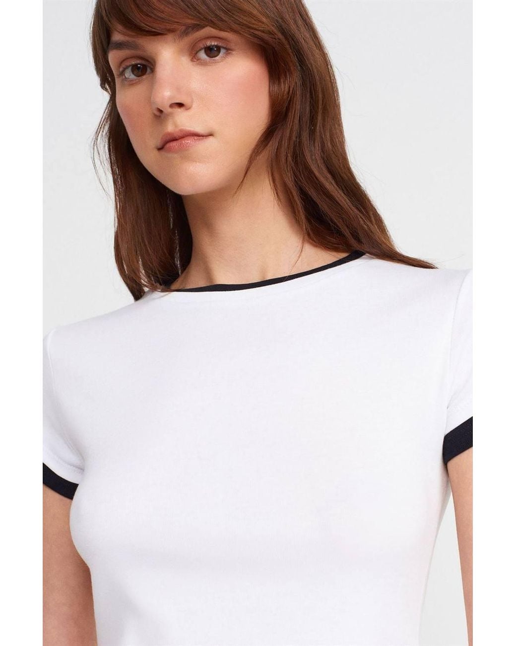 Dilvin White Slim Fit Cotton Crew Neck T-Shirt