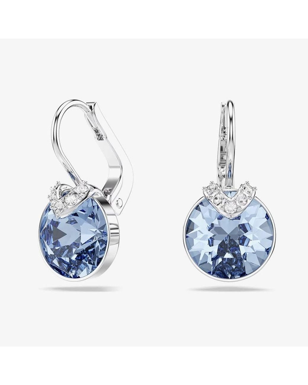 Swarovski Blue Bella Rhodium Plated Crystal V Drop Earrings 5734234