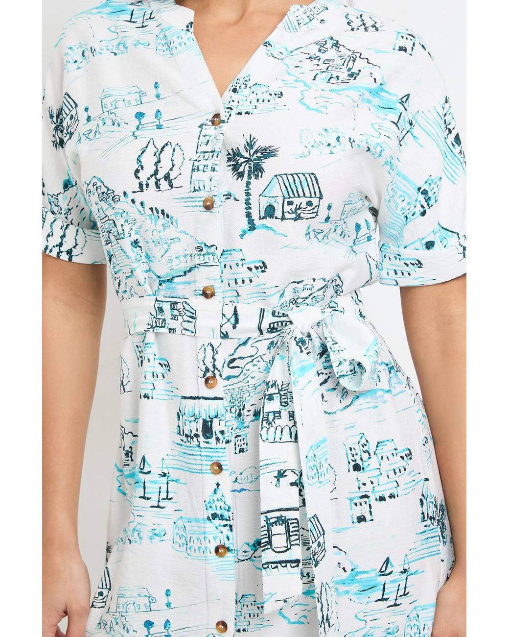 Wallis Blue Summer Roll Sleeve Midi Dress