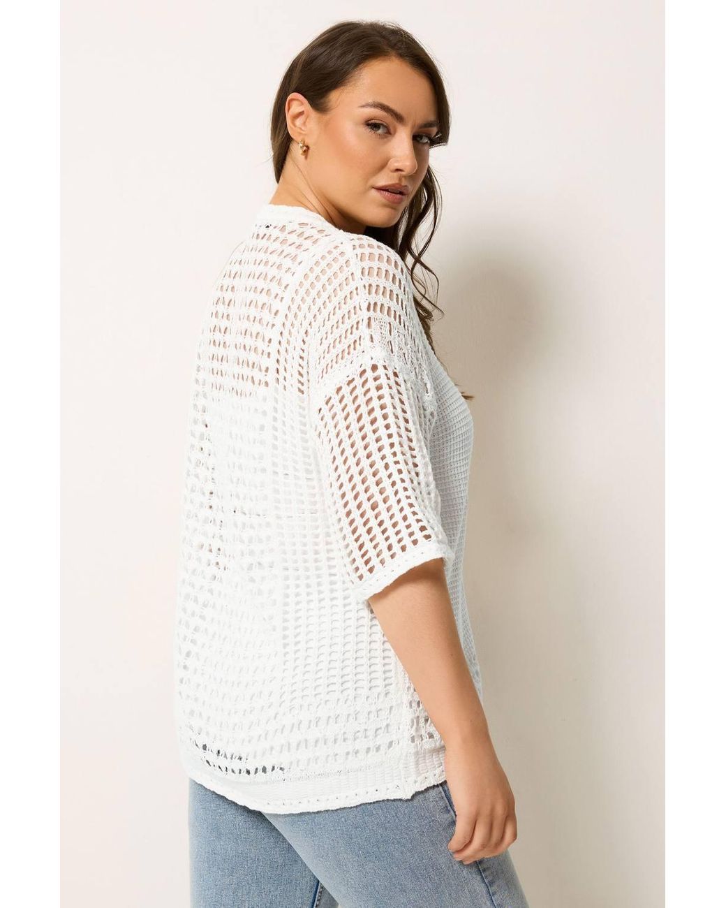 Yours White Open Stitch Cardigan