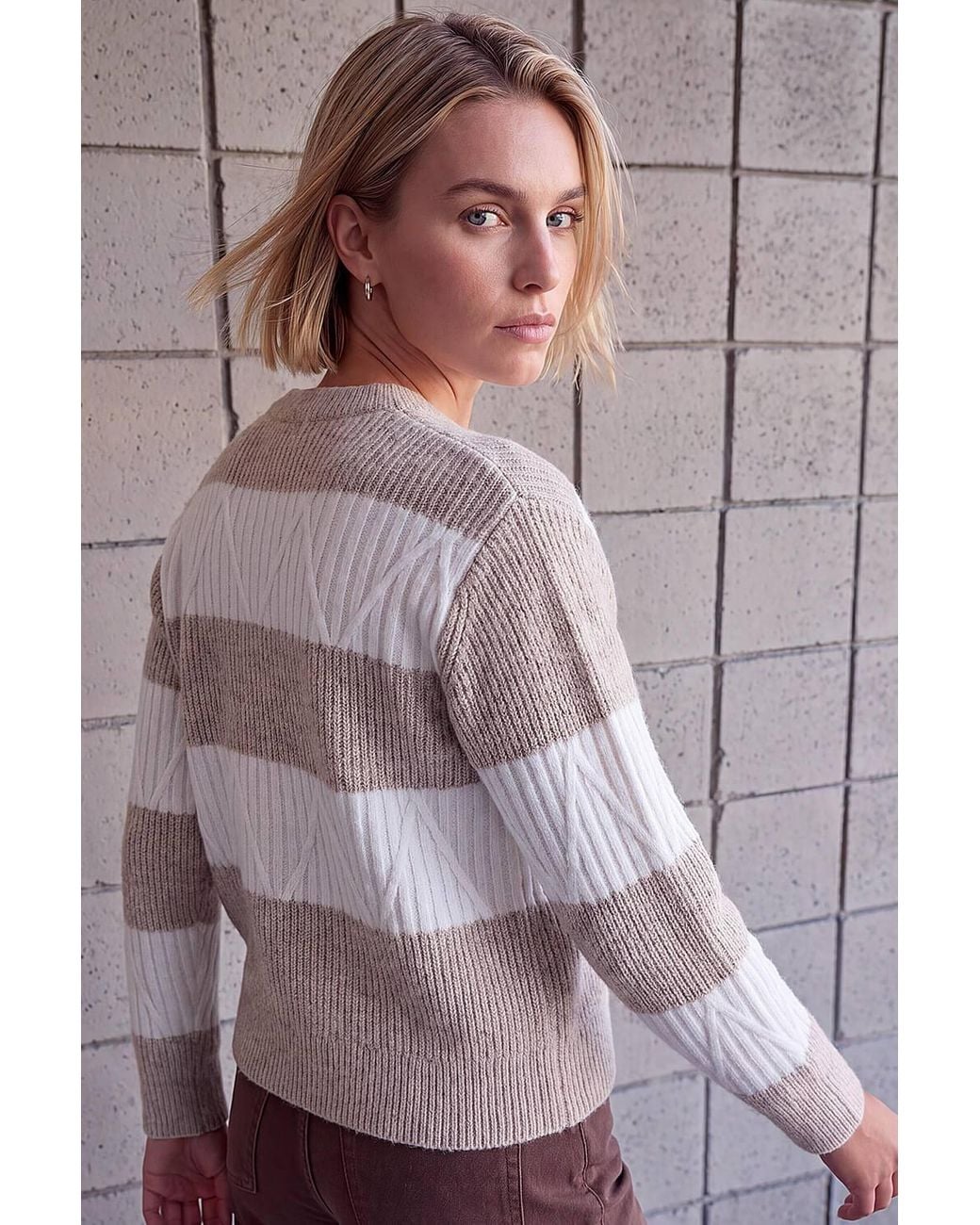 Roman Purple Stripe Buttoned Knit Cardigan