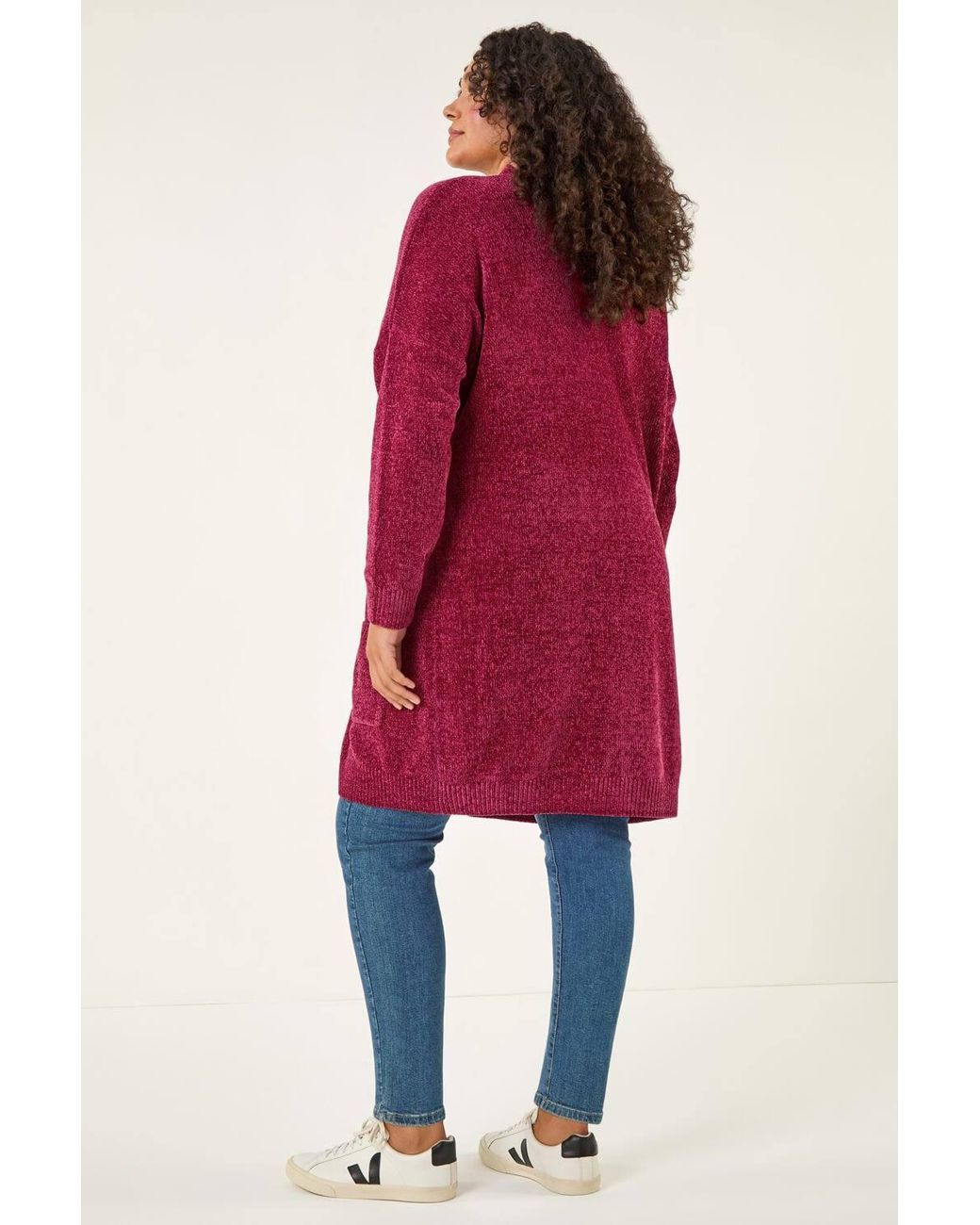 Roman Curve Textured Chennile Knit Cardigan