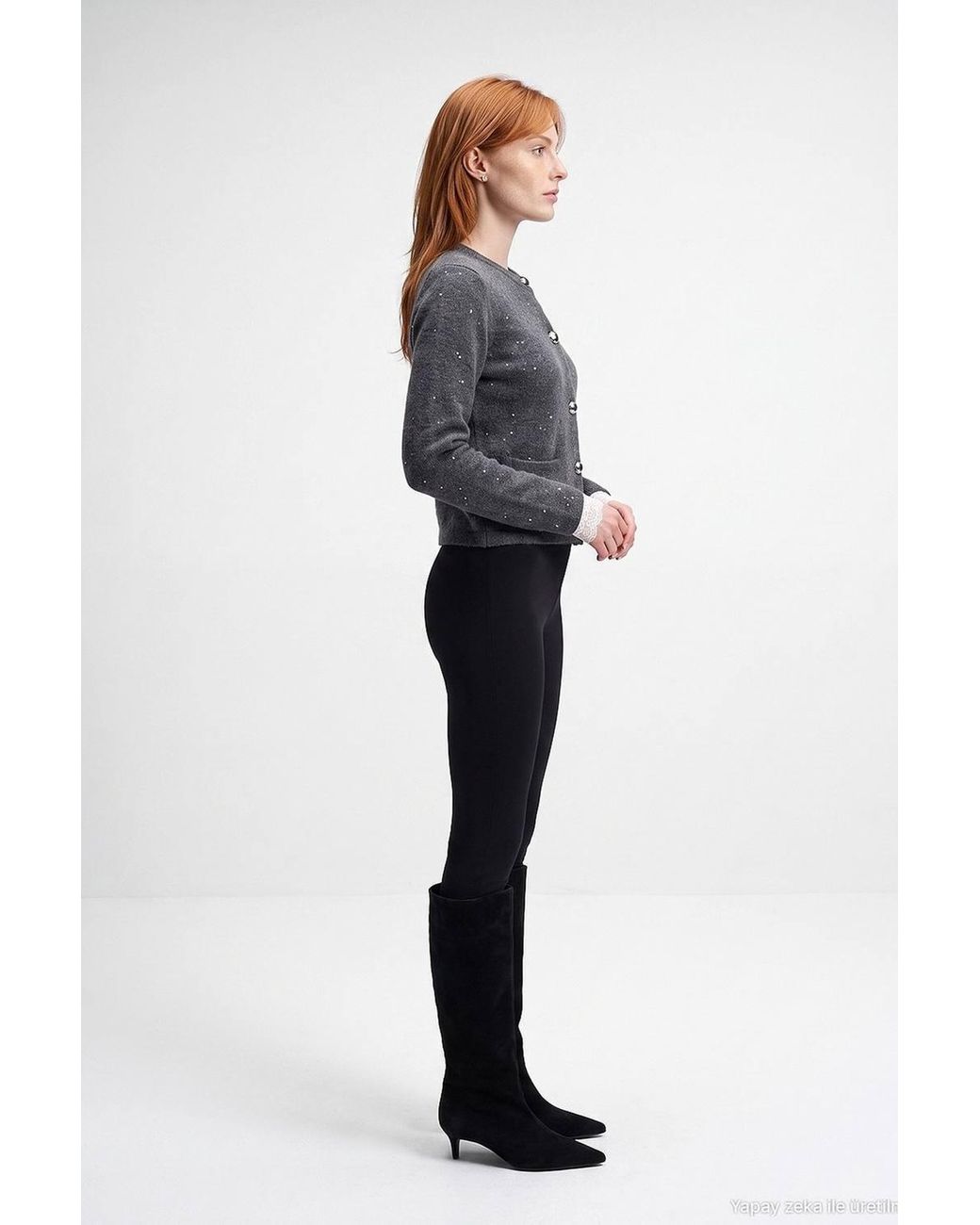 Dilvin Gray Knit Cardigan