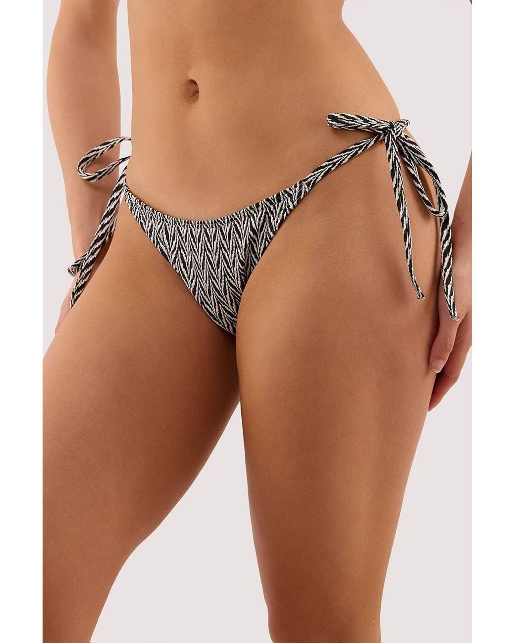 Wolf & Whistle Brown Misqua & Textured Tie Side Bikini Brief
