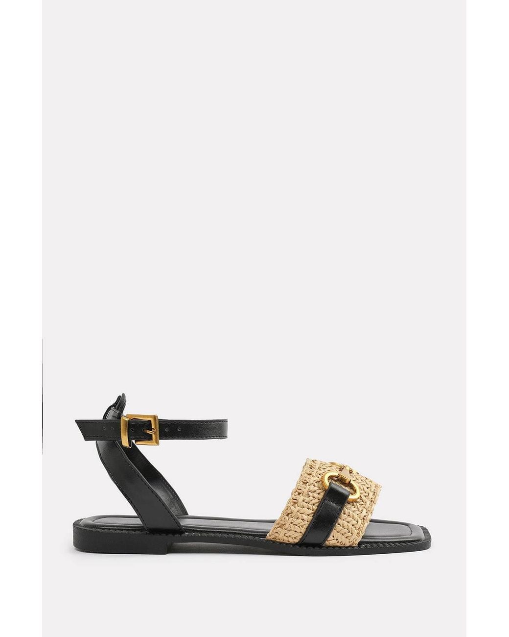 Where's That From Natural 'Norina' Woven Flat Sandals With Snaffle Detail