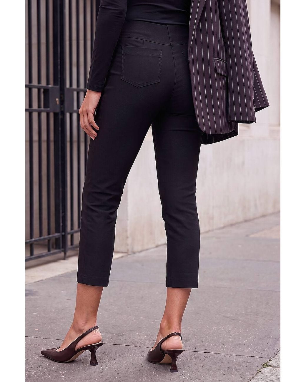 Roman Blue 3/4 Length Stretch Elastic Waist Trouser