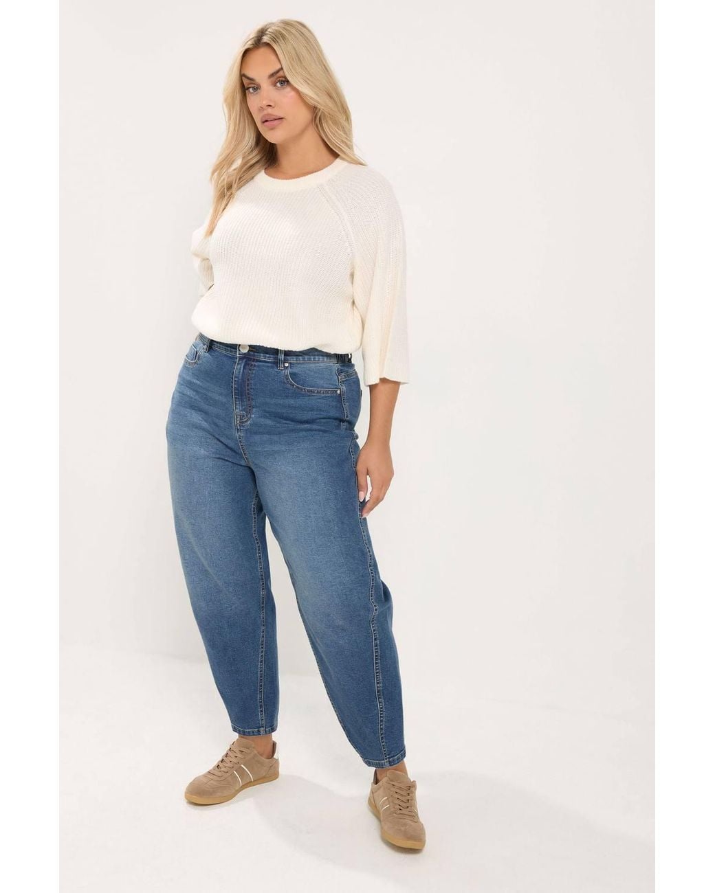 Yours Blue Barrel Leg Denim Jeans