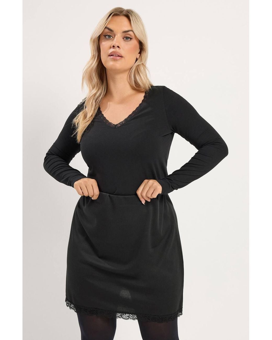 Yours Black Lace Trim Mini Skirt