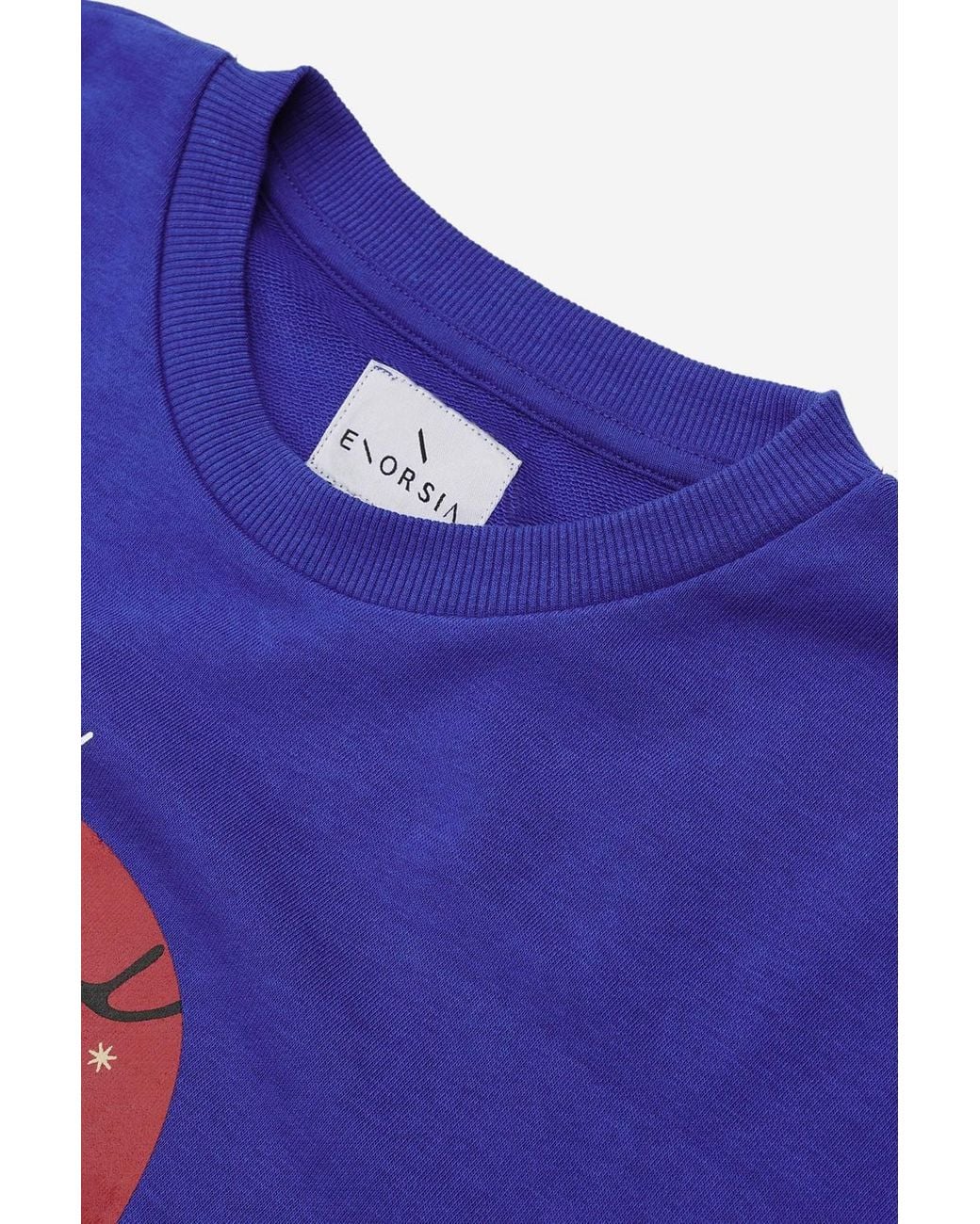 Enorsia Blue Christmas Reindeer Graphic Terry Sweatshirt