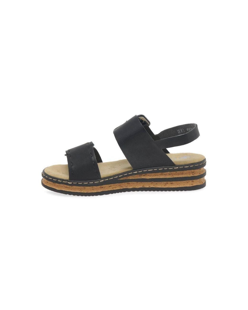Rieker Black 'Page' Wedge Heel Sandals