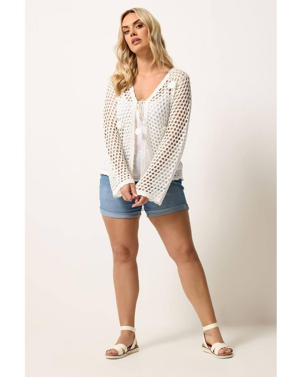 Yours Natural Flower Applique Cardigan