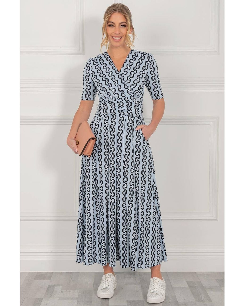 Jolie Moi Blue Genesis Wrap Front Maxi Dress
