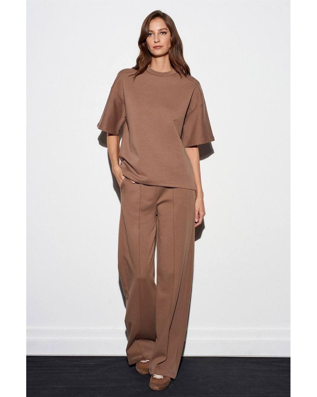 Dilvin Gray Wide-Leg Knit Trousers