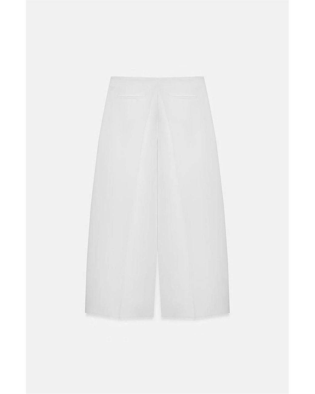 Dilvin White High-Waist Wide-Leg Crepe Trousers