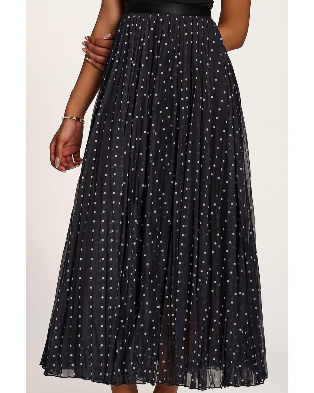 Jolie Moi Blue Spotty Crinkle Mesh Maxi Skirt