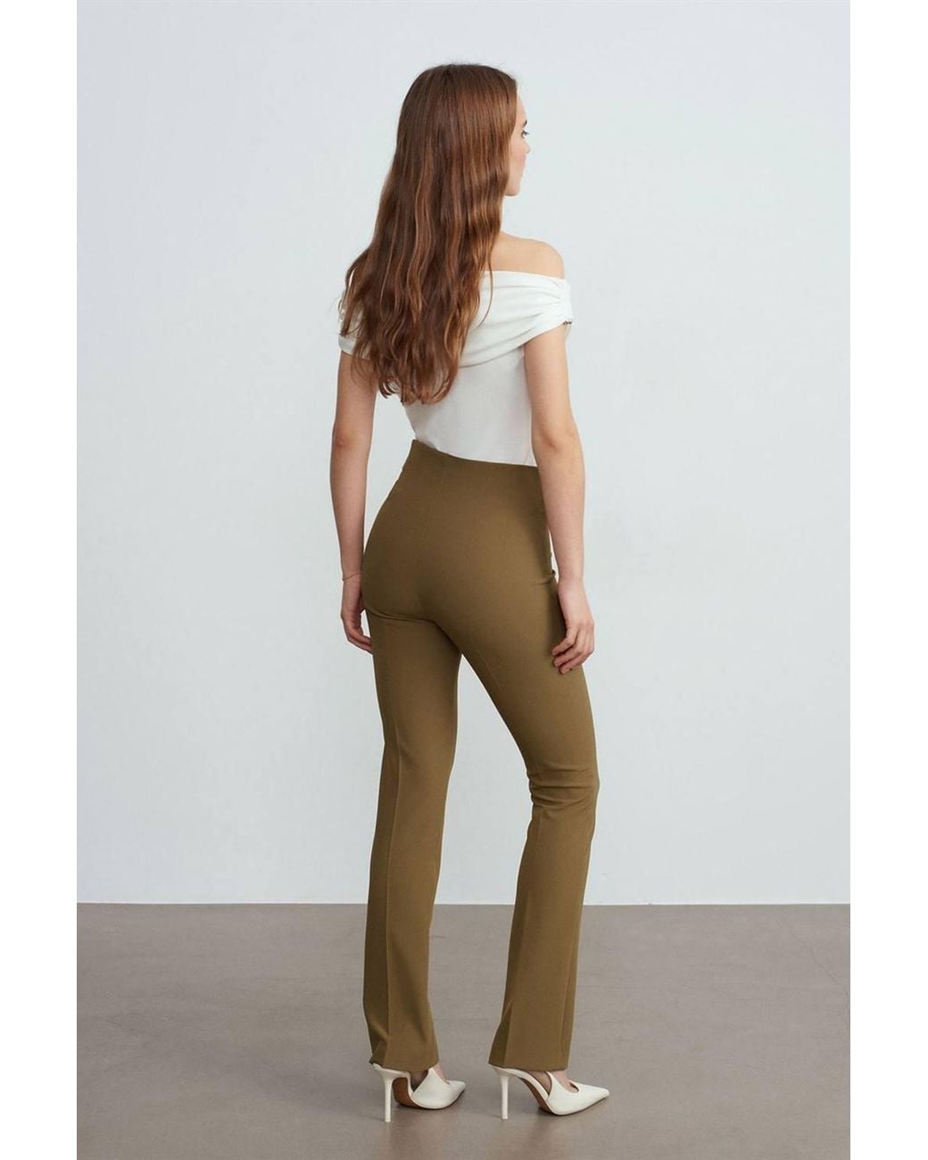 Dilvin Green Straight-Leg Crepe Trousers