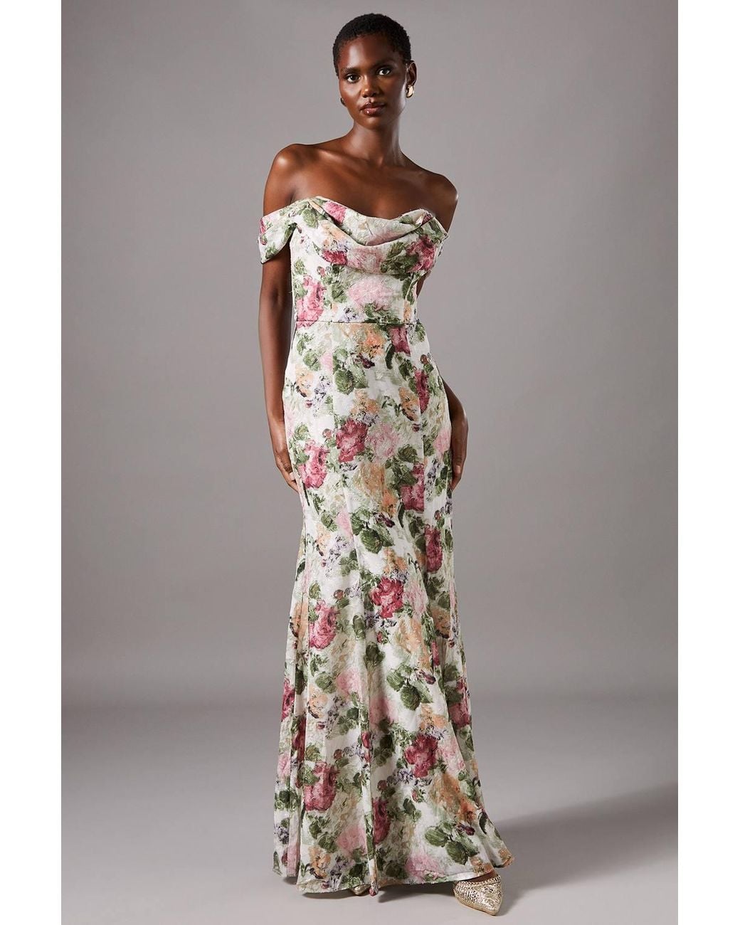 Coast Natural Floral Bardot Maxi Dress