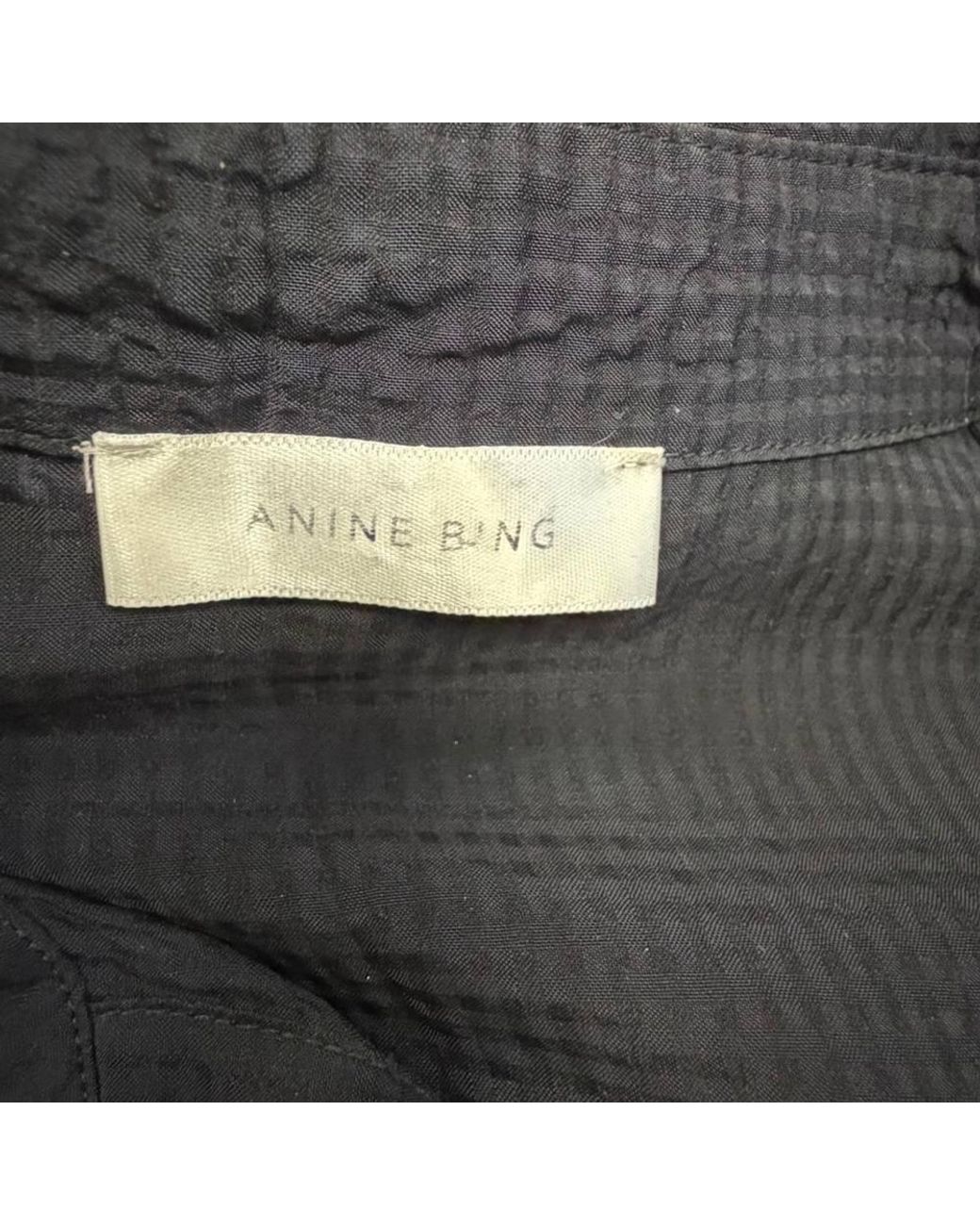 Anine Bing Black Preloved Textured Button-Down Shirt Viscose