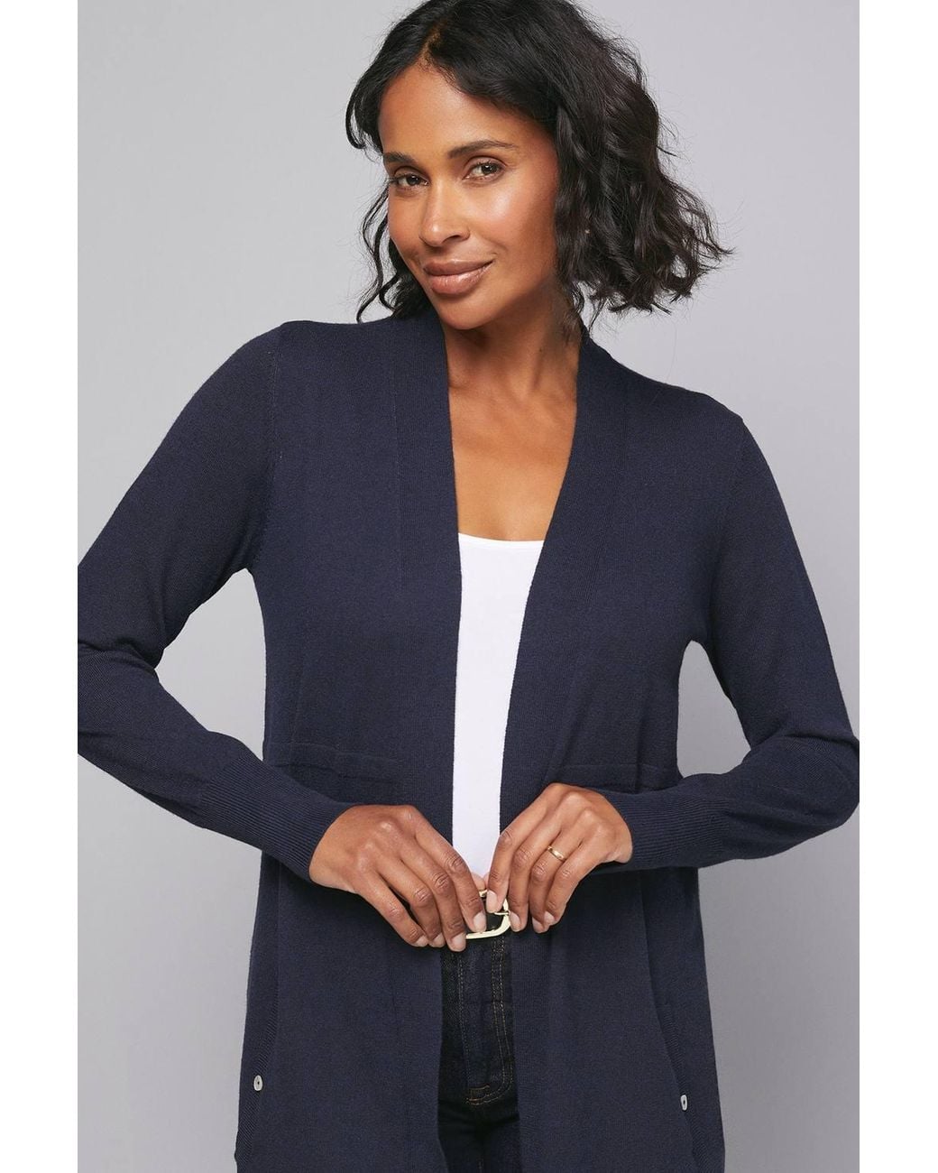 Wallis Blue Longline Seam Cardigan