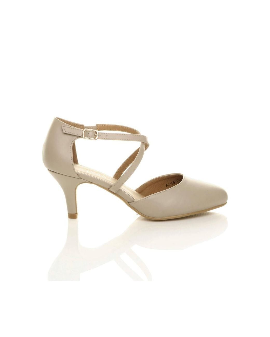 AJVANI Natural High Heel Crossed Straps Court Shoes