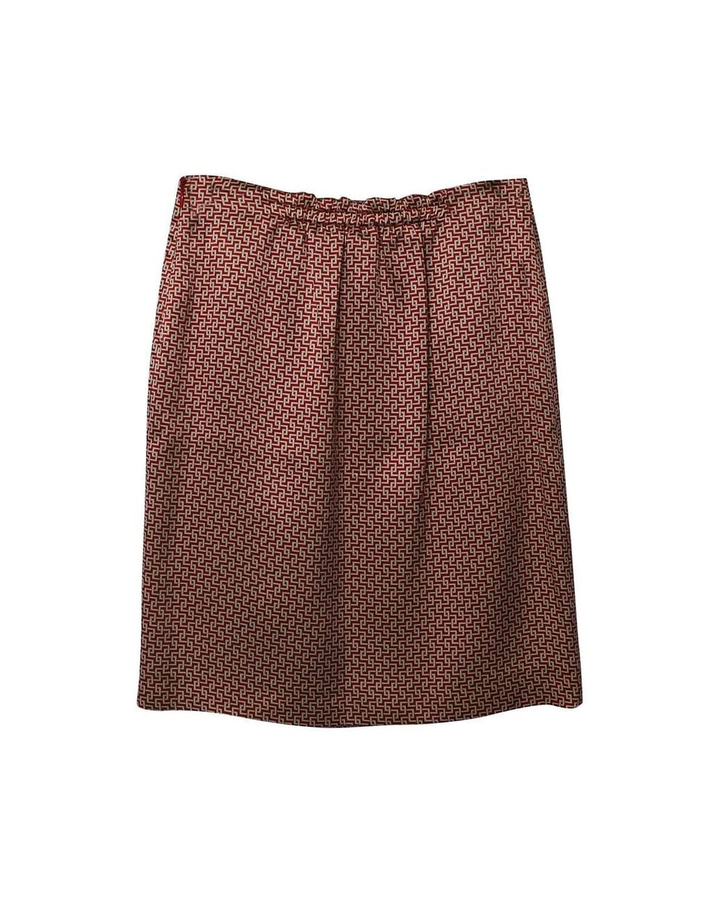Etro Brown Preloved Geometric Print Knee Length Skirt