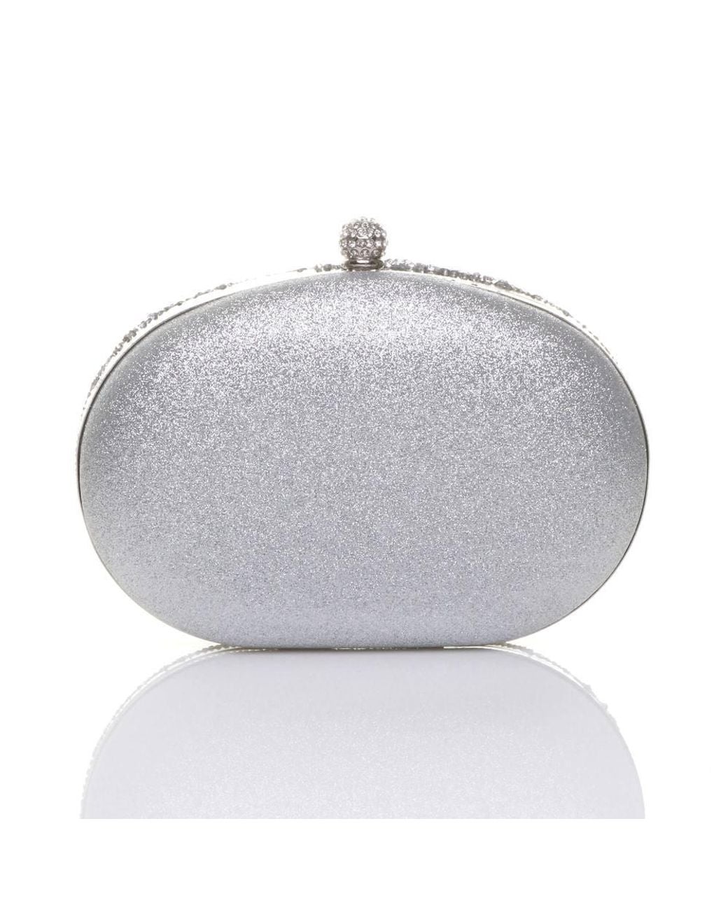 AJVANI Metallic Diamante Embellished Oval Prom Clutch Bag