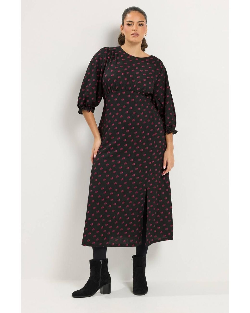Yours Black Polka Dot Tea Dress