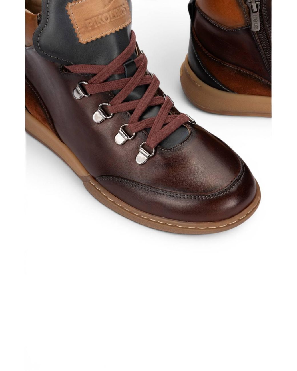 Infinity Leather Brown Leather Lace Up Sneakers Trainer Shoes