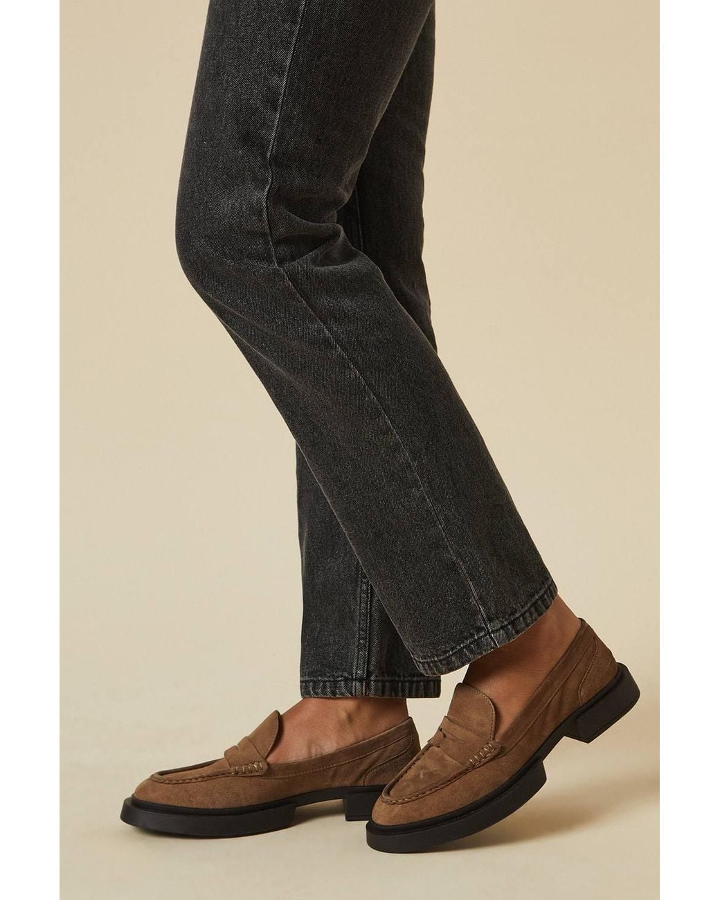 Dorothy Perkins Black Faith: Barrie Suede Chunky Penny Loafers