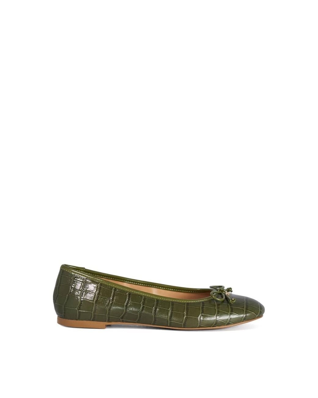 Dune Green 'Helenne' Leather Ballet Pumps