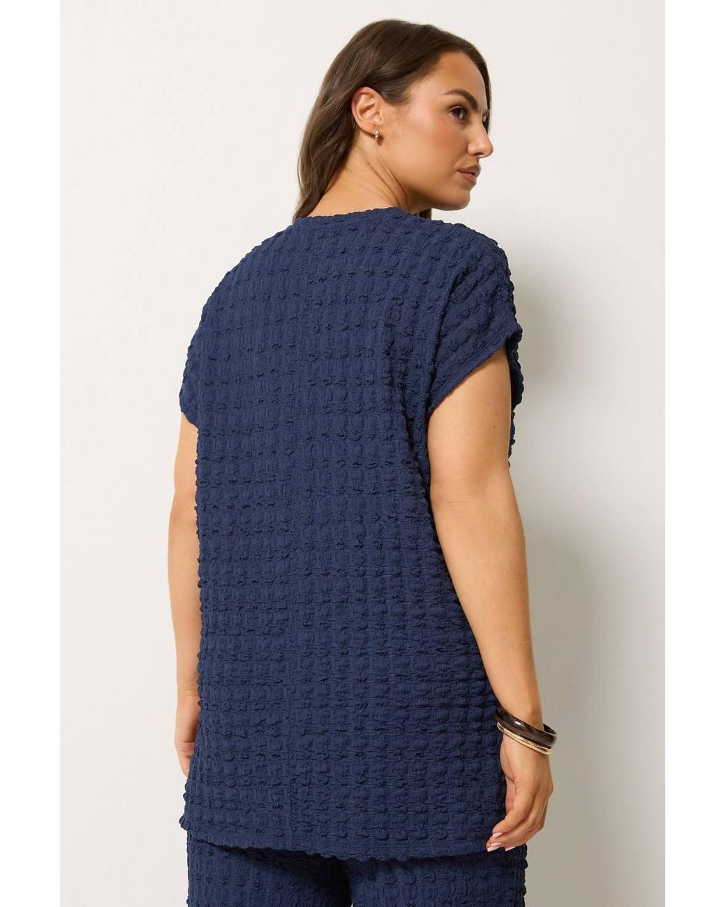 Yours Blue Bubble Textured T-Shirt