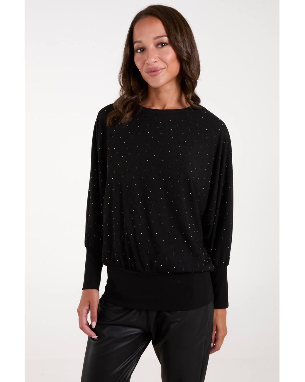 Blue Vanilla Black Batwing Top W/ Diamantes