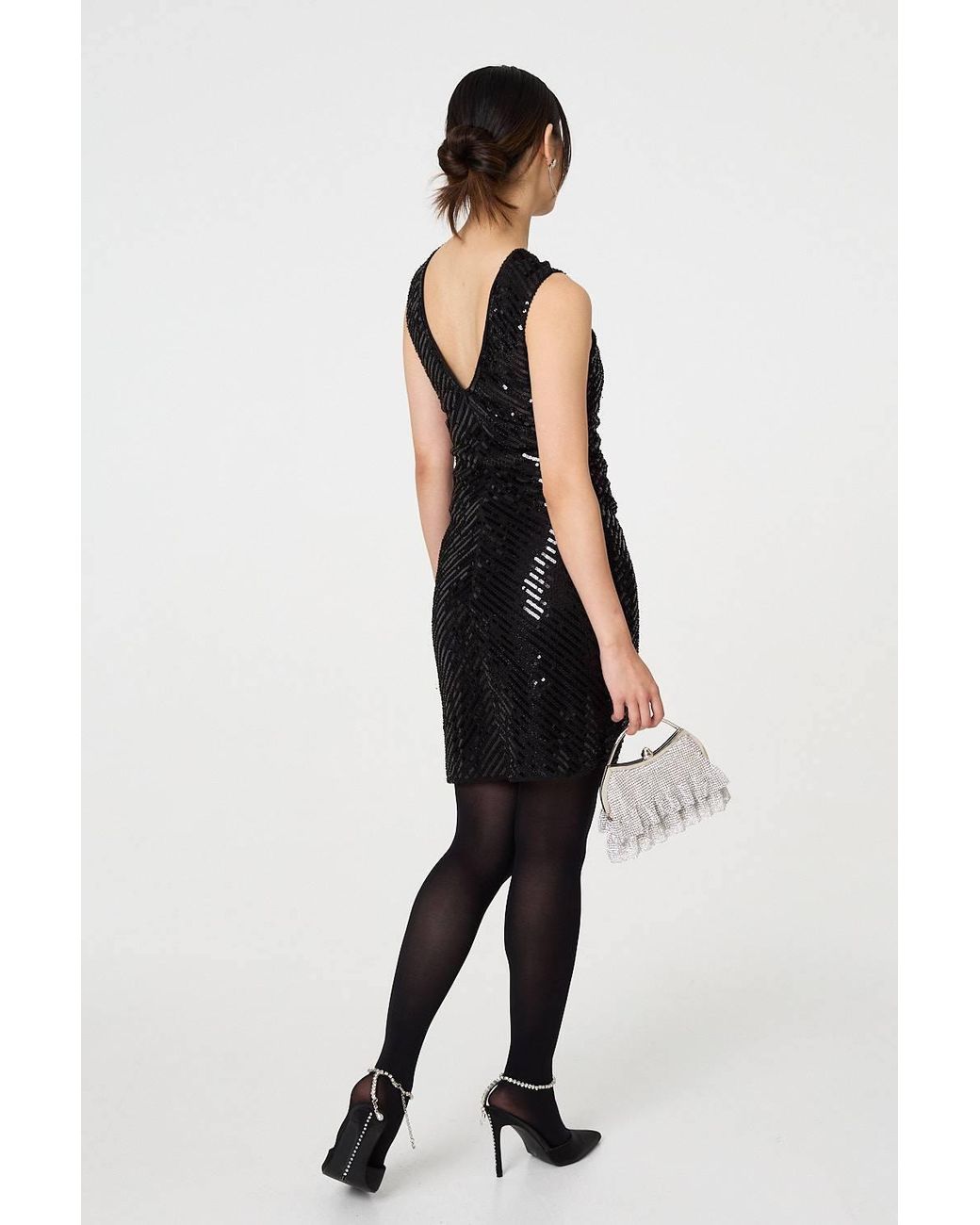Izabel London Blue Sequin Detail Sleeveless Mini Shift Dress