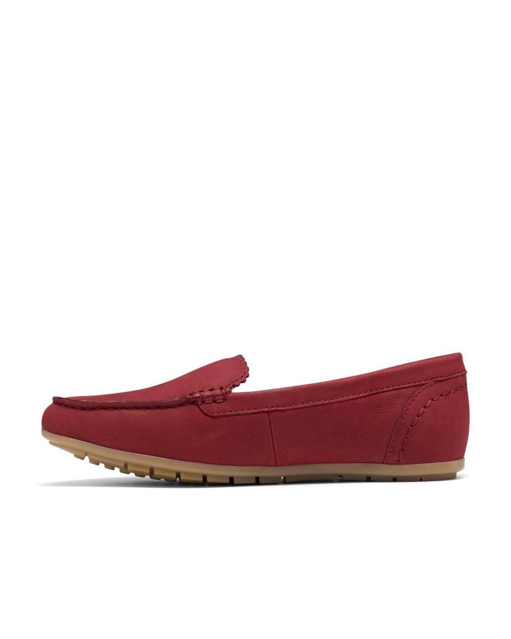 Clarks Red Elliotte Step Nubuck Slip Ons, Moccasins
