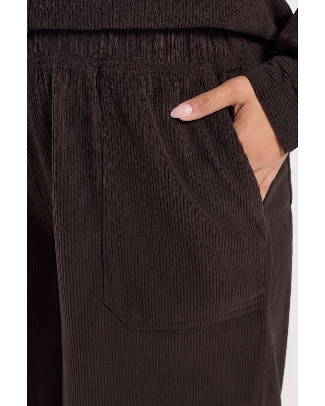 Yours Black Corduroy Wide Leg Trousers