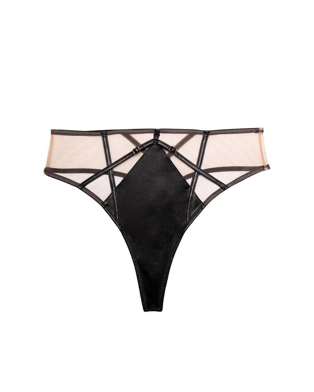 Playful Promises Black Ramona Leatherette High Waist Thong
