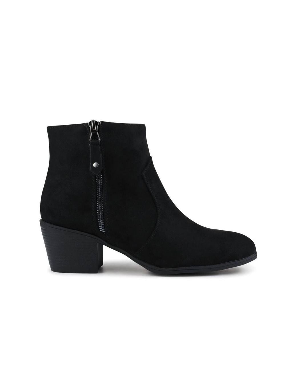 Pavers Black Western-Heeled Ankle Boots
