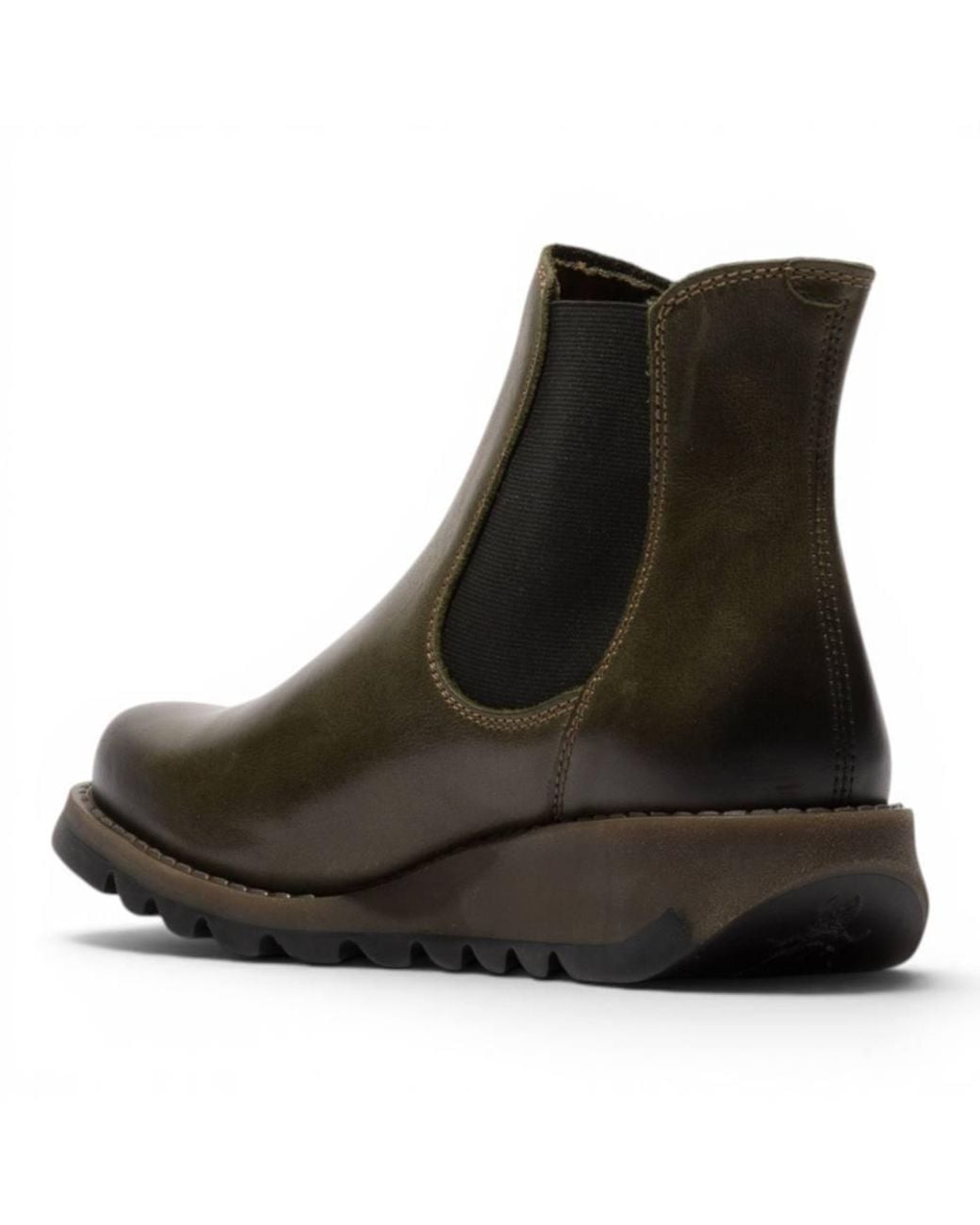Infinity Leather Black Fly London Salv Chelsea Leather Ankle Casual Wedge Heel Boots