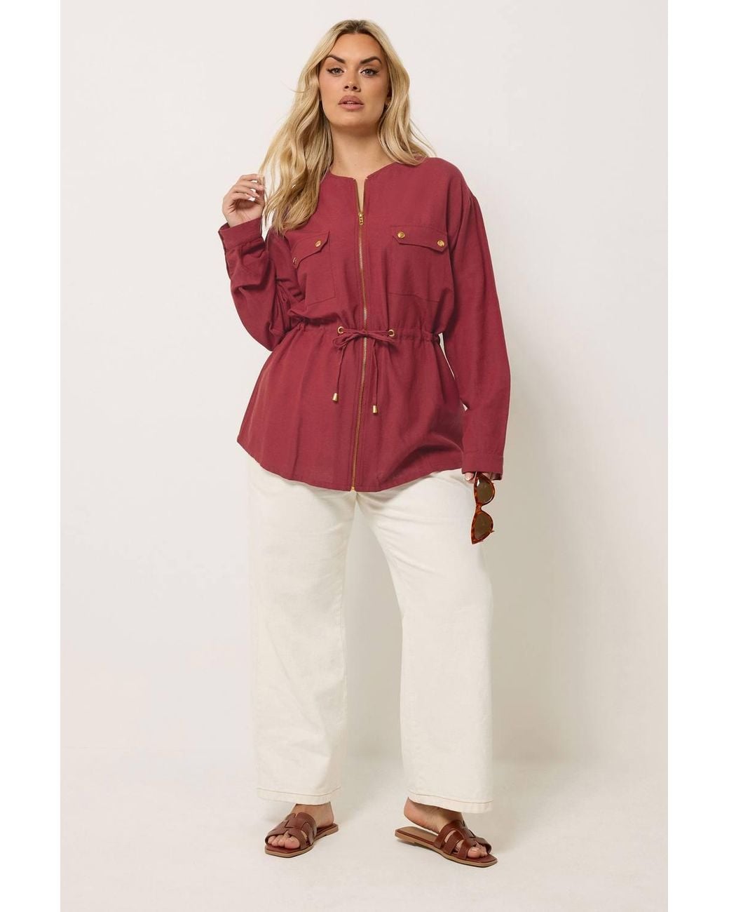 Yours Red Linen Shacket Jacket